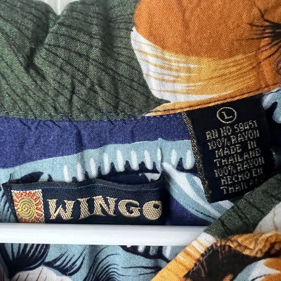 Wingo Button Up Shirt Adult Large Blue Hawaiian - Picture 3 of 3